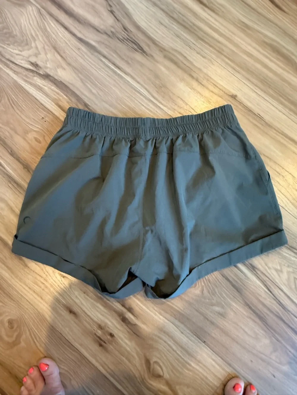 Women’s Zyia Athletic Shorts in Olive Green with Elastic Waist Small S - Picture 3 of 5